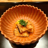 新地 やま本 - ハモと菊の花、ハヤトウリの酢の物