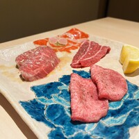 銀座 ちかみつ 並木通り - 塩焼物三点盛り(この日はタン、ツラミ、ハラミ)