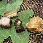 銀座 しのはら - 水口干瓢　蛸の柔らか煮　庄内麩ひクリームチーズ　フルーツホオズキ