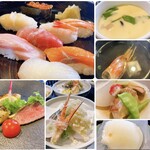 Sei zushi - 楓(KAEDE)コース　握り8貫　茶碗蒸　天ぷら　和牛と魚貝の特撰焼物　お吸い物　デザート