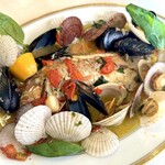 Live mussels and live clams steamed in white wine