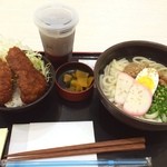 ゴトウチぐるめ元気食堂 - 駒ヶ根「ソースカツ丼」と大分「胡麻だれうどん」のセット。