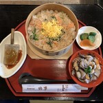 料理旅館 田事 - めっぱめし（鮭）+こづゆ+蒟蒻田楽