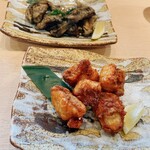 秋田港 - あんこうの唐揚げと鶏軟骨の炭火焼き