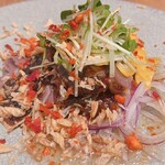 田中華麺飯店 - 砂ずりの麻辣ソースかけ