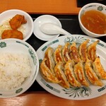 Hidakaya - W餃子定食（760円）＋ライス小盛（−40円）
