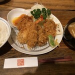 かつ玄 - とんかつ四味定食(ヒレ・ロース・海老・帆立か穴子)