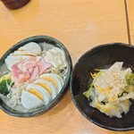 Ikkemme sakaba - たまごサラダ（320円）白菜漬（200円）