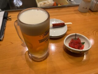 Shiki Wadokoro Fukunaga - 生ビールとお通し