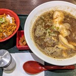 天風 - 煮干しラーメン＋大豆ミートのそぼろ丼