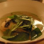 松 - 「がんも」：これも自家製だそう。三つ葉がいいアクセント。