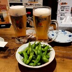 焼き鳥八丁目 - ビールとお通し