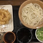 丸亀製麺 - 釜揚げうどん　340円　野菜かき揚げ　170円