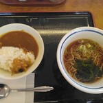 ファミリー食堂 山田うどん食堂 - ミニカレー丼朝定食420円(2023.10.6)