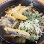 Hanamaru Soba - かけそば350円　＋茄子天110円、春菊天110円