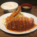 洋食の朝日 - ビフカツ1700円＋海老フライトッピング250円で1950円