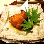 おみ乃 - 栗を詰めて揚げた手羽先 + みずの実