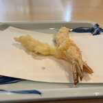 Tempura Yuzuya - 天ぷら定食（税込み１３８０円）のスタートは海老