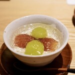 永山 - ミルクプリンとクイーンルージュとシャインマスカットのレモンゼリー寄せ