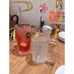 0秒レモンサワー 西船橋 肉寿司 - 先に炭酸入れて2プッシュがおすすめだそう