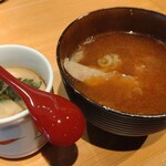 寿司あおい - ランチBセットの茶碗蒸しと味噌汁（＋300円）