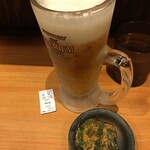 十割蕎麦 嵯峨谷 - 2015/11/24 味噌胡瓜＋プレミアムモルツ