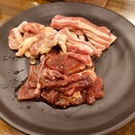 七輪焼肉 安安 - 牛3種盛り定食 240g 