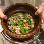 御幸町 田がわ - しめじ　こんにゃく　えのき　おあげ　人参　鶏の炊き込みご飯