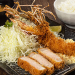 Tonkatsu Sakuratei - 有頭エビフライ＆ロースかつ定食