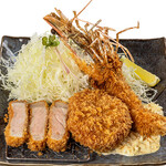 Tonkatsu Sakuratei - 海老クリームコロッケ＆有頭海老フライ＆ロースかつ定食