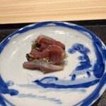 鮨松榮 - 鰹のねぎ塩、卵なしユッケ