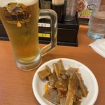 日高屋 - 料理写真:生ビール中、メンマ