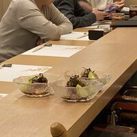 北新地 鮨 天ぷら いわい - 鰹のタタキぽん酢、すぐき菜（撮り忘れ）