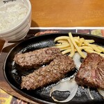 Buronko Biri Shika Hamaten - 炭焼きがんこハンバーグ＆炭焼き厚切りサーロインステーキ　ごはんは大盛り