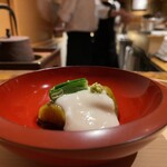 温石 - 焼きなすのごま豆腐がけ