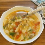 Budou En - 羊と野菜のスープ｡浮身にちぎった麺｡この上なく優しい｡