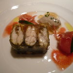 ロアラブッシュ - 四万十産の鮎のテリーヌ　スイカと葉たで　