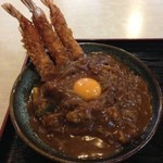 たつや - 2012.10.23  エビカレー丼(生そば付き)1000円。大きなプリプリのエビが3匹も♪めちゃくちゃ美味しい♡