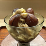赤坂 菊乃井 - 昼懐石１５７３０円。マロンパフェ。栗、チョコの二種のアイスにモンブラン地。有名デザート店もびっくりの濃厚かつ深みのある味わい。別腹です！