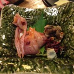 神馬 - 赤貝昆布〆　ヒモ・身・肝