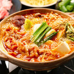All-you-can-eat spicy kimchi jjigae hotpot