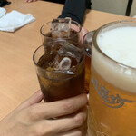 風来坊 - ﾜﾀｼビール、みんなは烏龍茶をピッチャーで