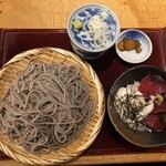 Kitamae Soba Takadaya - ごまそばと鰹山掛け小丼のセット ¥100、                  そば大盛り ¥150