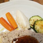 キッチン ブルー グローブ - 備え付け野菜、真ん中はポテサラ！