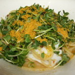 あおり烏賊と貝割大根、からすみのスパゲッティーニ