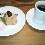 窯右衛門 - モンブラン、ブレンド珈琲。