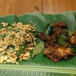 インド料理 BiJA - 左からミーンポリヤル・チェティナードキチンフライ