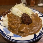 マーブル - インドカレー＋ゆで玉子＋ハンバーグの大盛り　見納め画像だ