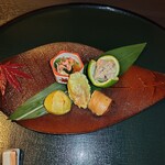 日本料理 吉祥 - 椎茸の゙黄身巻き､いちじくの゙天ぷら、栗あと忘れました
