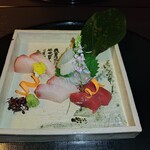 日本料理 吉祥 - まぐろ、カンパチ、ヒラメ、さわらのお造り、美味しいですお刺し身は石川県かな？甘めなお醤油でした